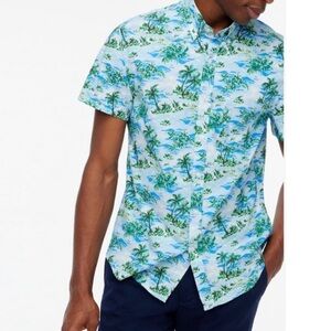 J. Crew Printed short-sleeve slim flex casual shirt men’s Sz M tropical Hawaiin